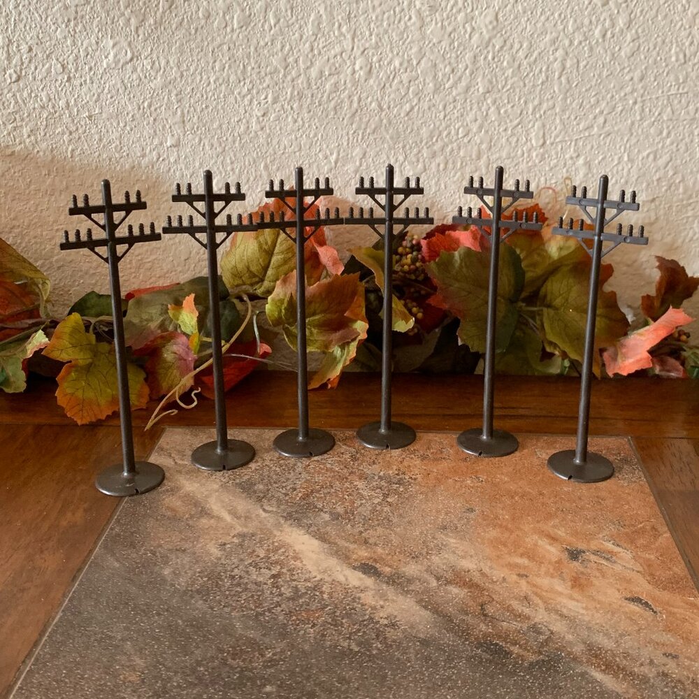 Vintage Marx 7 inch Telegraph/Telephone Plastic Brown Poles (set of 6)